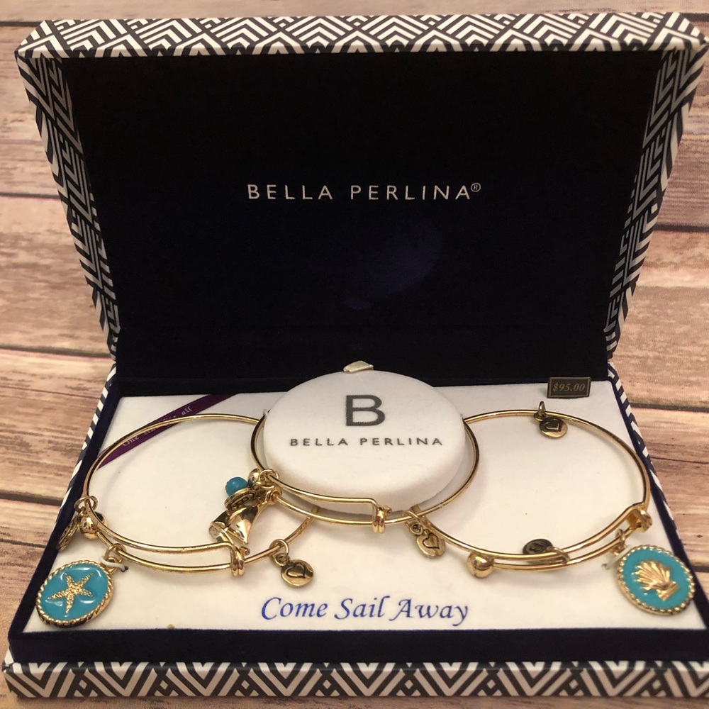 Bella Perlina Gold Tone Sail Away 3 Bracelet Set